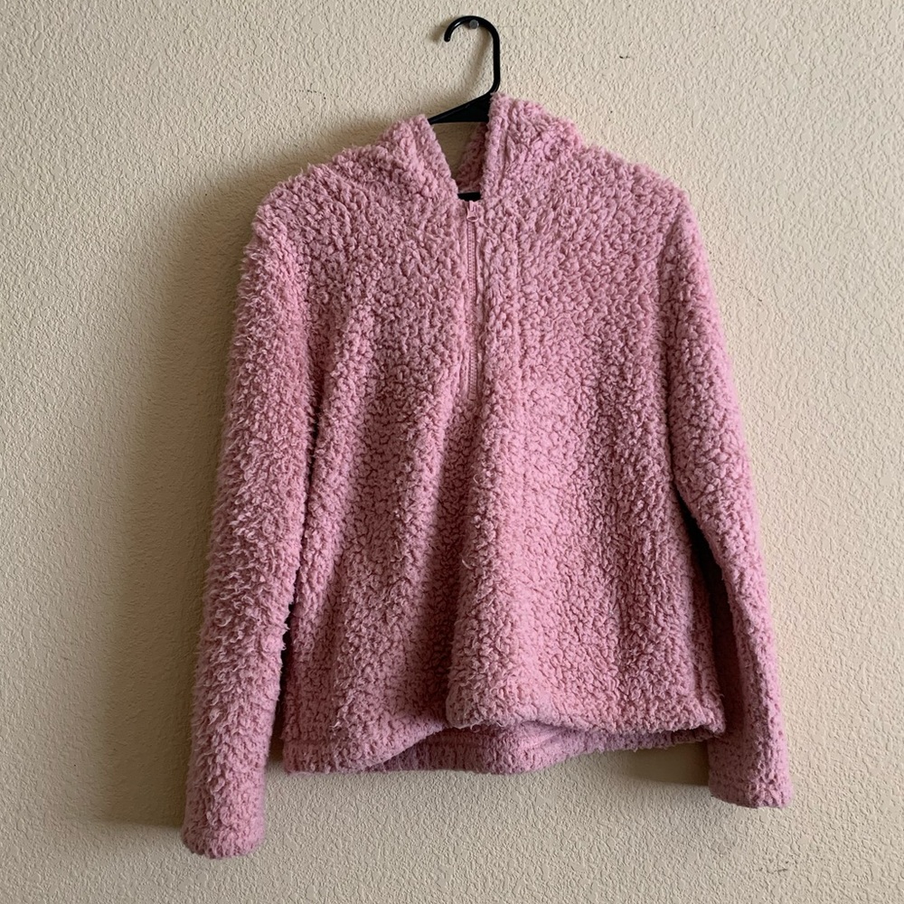 Pink fluffy hoodie/sweater